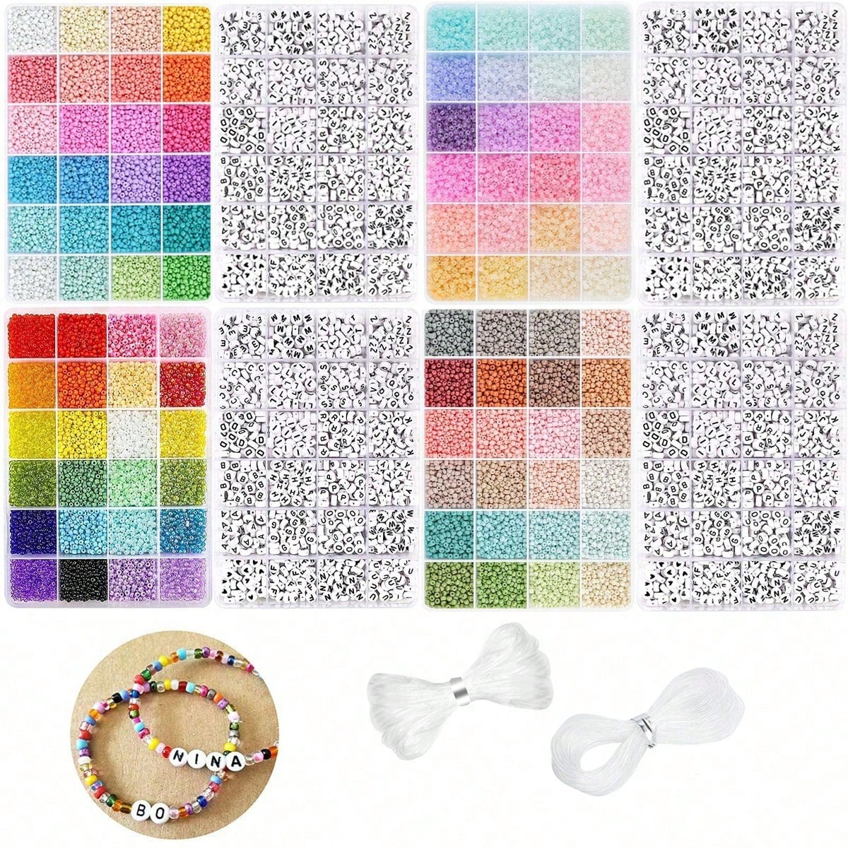 Jewelry Making Kit For Kids - 5760pcs Kotak 24 Grid Manik-manik Biji