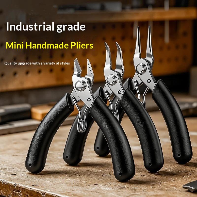 Jewelry Making Needle Nose Pliers - Tang Mini Lengkung Baja Tahan Karat