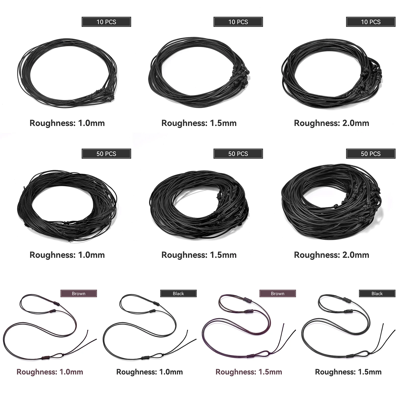 Jewelry Making Wax - 1/10/50pcs 1/1.5/2mm Kalung Choker yang Dapat