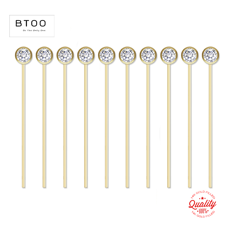 14K Emas Diisi Zirkon Kepala P - Jewelry Making Head Pins ulasan dan harga