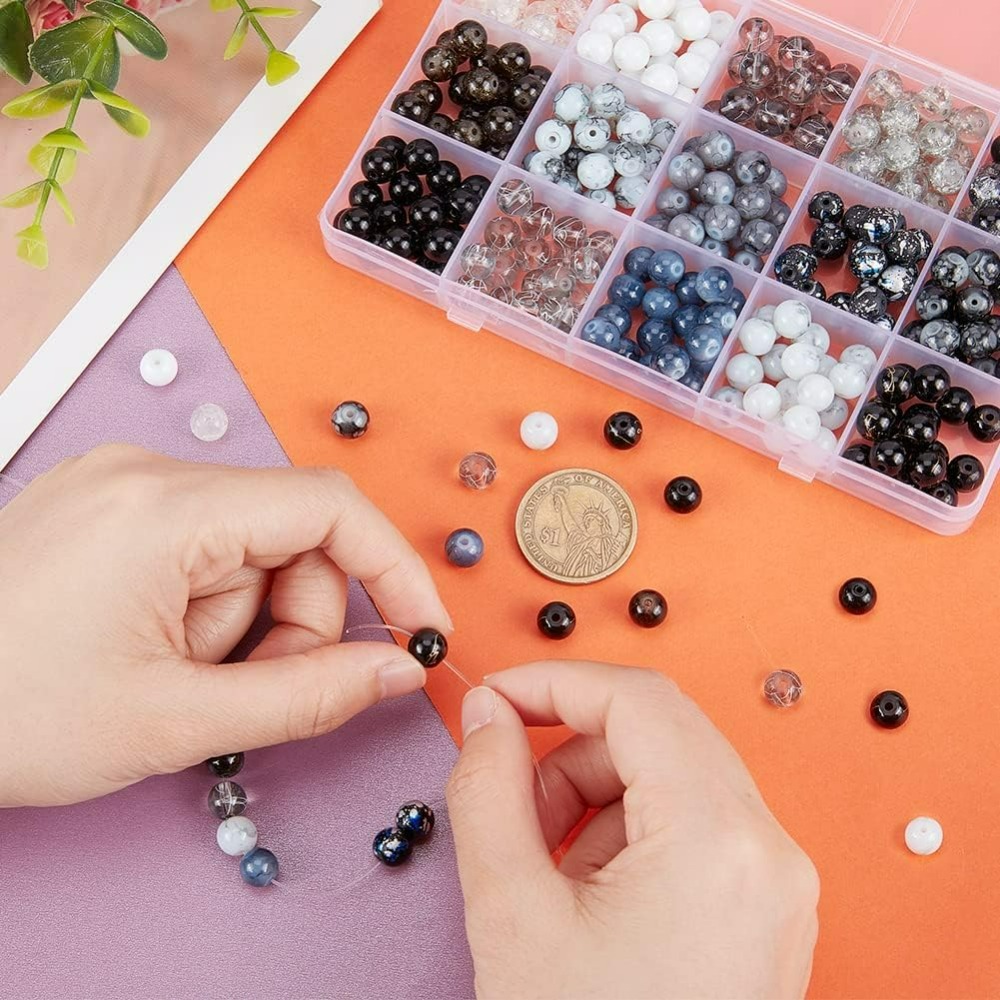 300 Buah 8Mm Manik-manik Kaca  - Jewelry Making Diy Kit ulasan dan harga